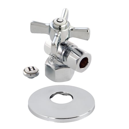 Kingston Brass 1/2" FIPx3/8" OD Comp Quarter-Turn Angle Stop Valve W/ Flange, Chrome CC43101ZXK